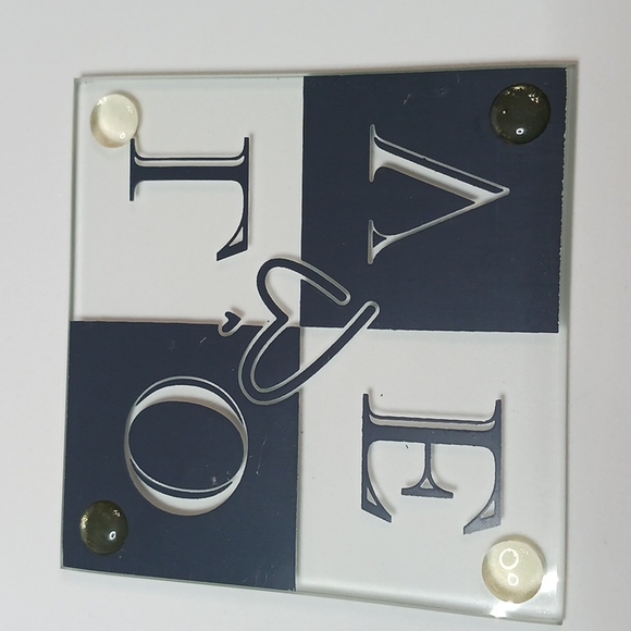Love Coasters Glass look set of 6 NWOT - Picture 3 of 3